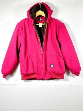 Polar King by Key Hooded Canvas Jacket Bright Pink Magenta Fleece Outdoor Winter